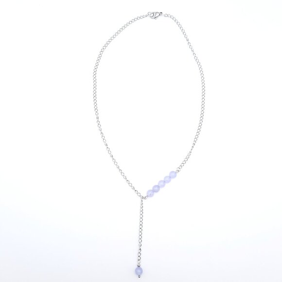 Purple Quartzite Chakra Gemstone Asymmetrical Adjustable Chain Necklace Handmade - Picture 2 of 8